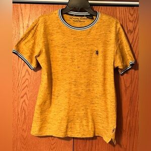 Lion Crest English Laundry Shirt Men M Gold Cotton V Neck Short Sleeve Preppy